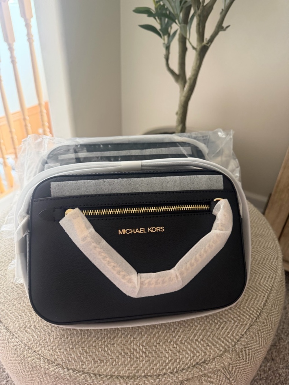 NWT Michael Kors Black Saffiano Crossbody Bag with Gold Hardware